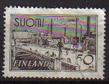FINLANDIA SUOMI FINLAND 1942 Scott 239 Sello Puente HAME TAMPERE Michel 259