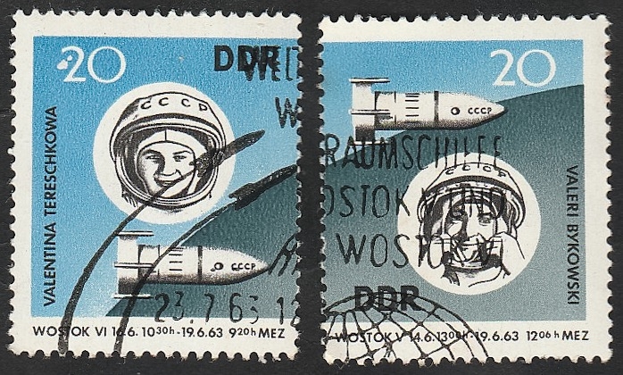 673 y 674 - 2º vuelo espacial en grupo, Valentina Terechkova y Valeri Bikovski