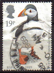GRAN BRETAÑA 1989 1185 Sello Pájaros Aves Frailecillo común Usado Great Britain