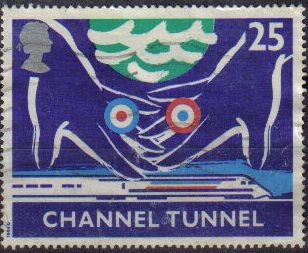 GRAN BRETAÑA 1995 1514 Sello Tunel Canal de la Mancha Conjunto con Francia Usado Great Britain