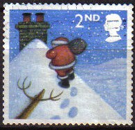 GRAN BRETAÑA 2004 2244 Sello Navidad Santa Claus andando por el tejado hacia chimenea Great Britain