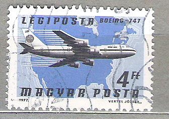 1977 Correo aéreo. Diversos aviones volando sobre varias regiones del mundo.