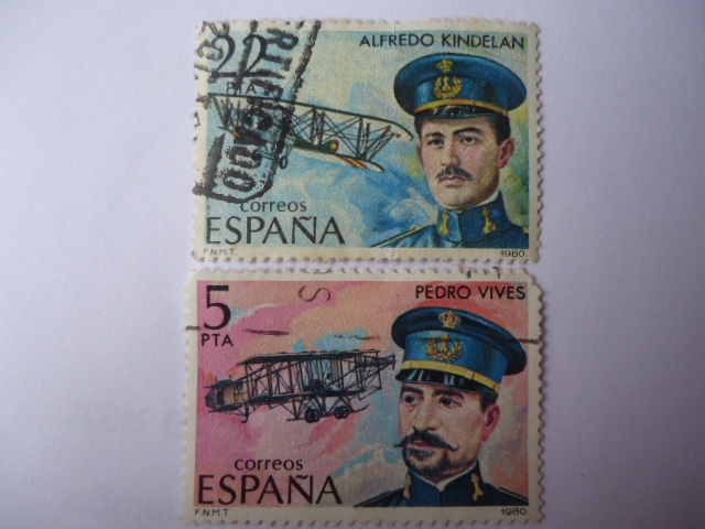 Eds:2598 - 2595-Pioneros de la Aviación - Alfredo Kindelan y Pedro Vives.