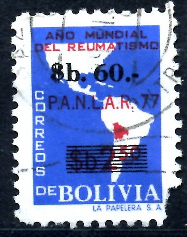 BOLIVIA_SCOTT 697 AÑO MUNDIAL DEL REUMATISMO. $0.25