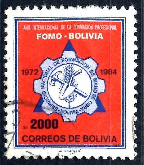 BOLIVIA_SCOTT 713.01 AÑO INTERNACIONAL DE LA FORMACION PROFESIONAL. $0.25