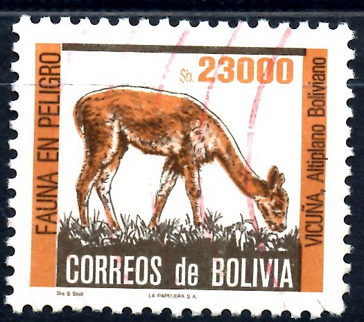 BOLIVIA_SCOTT 715.01 VICUÑA, FAUNA EN PELIGRO. $0.50