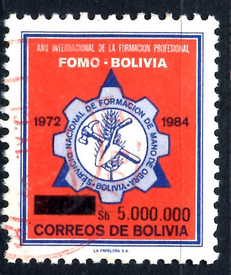 BOLIVIA_SCOTT 722 AÑO INTERNACIONAL DE LA FORMACION PROFESIONAL. $3.00