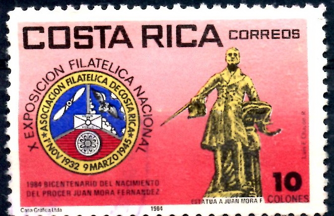 COSTA RICA_SCOTT 312 ESTATUA JUAN MORA, X EXPOSICION FILATELICA NACIONAL. $0,45