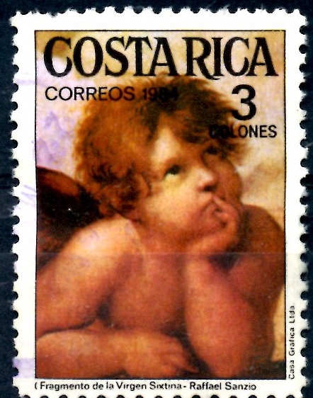 COSTA RICA_SCOTT 315  DETALLE DE LA VIRGEN SISTINA DE RAFAEL. $0,20
