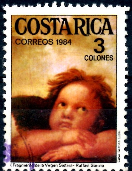 COSTA RICA_SCOTT 316.01  DETALLE DE LA VIRGEN SISTINA DE RAFAEL. $0,20