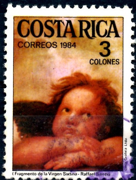COSTA RICA_SCOTT 316.02  DETALLE DE LA VIRGEN SISTINA DE RAFAEL. $0,20
