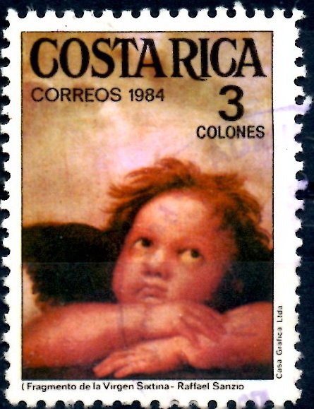 COSTA RICA_SCOTT 316.03  DETALLE DE LA VIRGEN SISTINA DE RAFAEL. $0,20