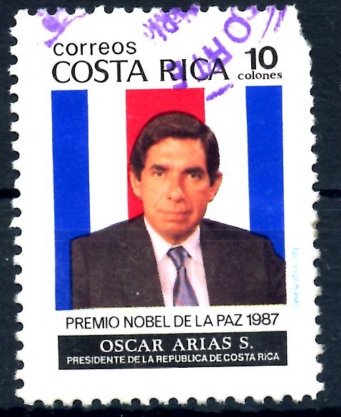 COSTA RICA_SCOTT 395 PRESIDENTE OSCAR ARIAS, NOBEL DE LA PAZ. $0.20