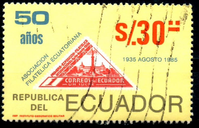 ECUADOR_SCOTT 1088.01 50 AÑOS ASOCIACION FILATELICA ECUATORIANA. $0,65