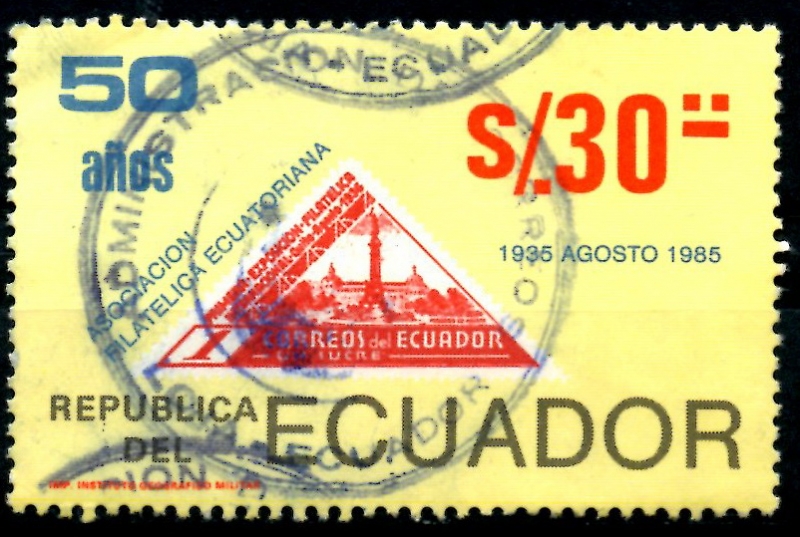 ECUADOR_SCOTT 1088.02 50 AÑOS ASOCIACION FILATELICA ECUATORIANA. $0,65