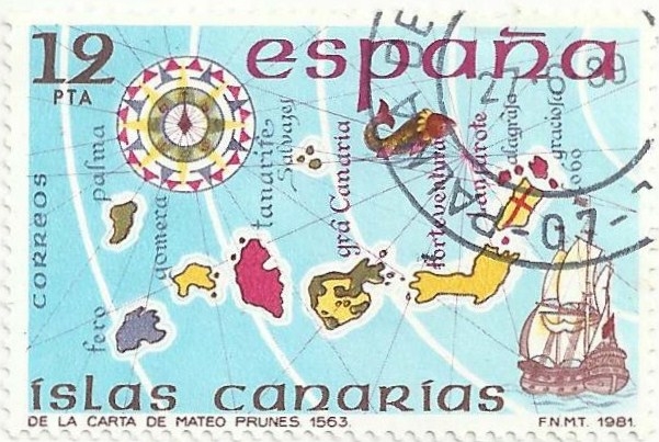 ESPAÑA INSULAR. ISLAS CANARIAS. CARTA DE MATEO PRUNES, 1563. EDIFIL 2623