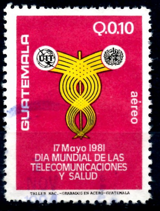 GUATEMALA_SCOTT C762 DIA MUNDIAL DE LAS TELECOMUNICACIONES Y SALUD. $0,25