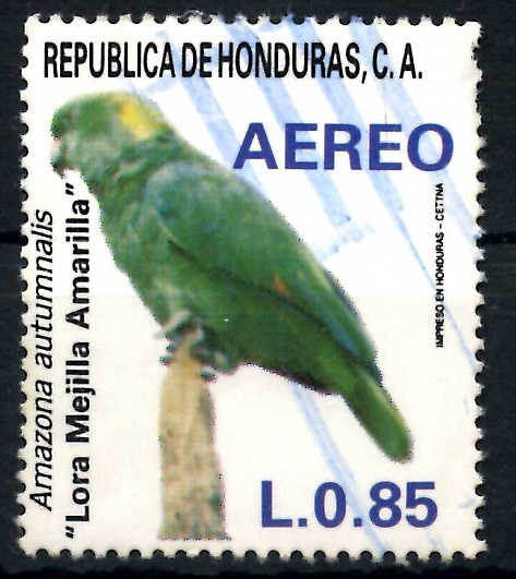 HONDURAS_SCOTT C760.02 LORA MEJILLA AMARILLA. $0,65