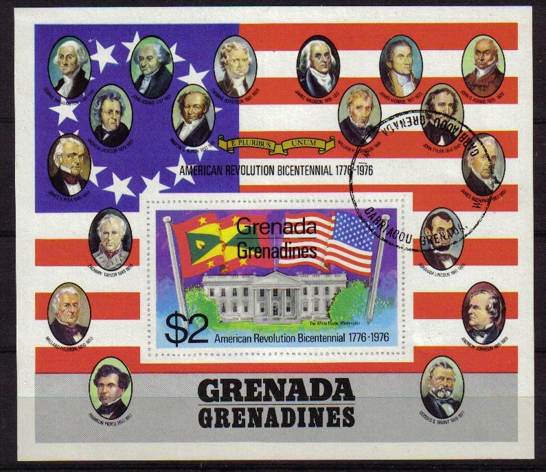 GRENADA GRENADINES 1975 Sello HB B12 200 Aniversario Independencia Americana Usado