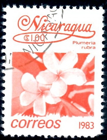 NICARAGUA_SCOTT 1217 PLUMERIA RUBRA. $0,20