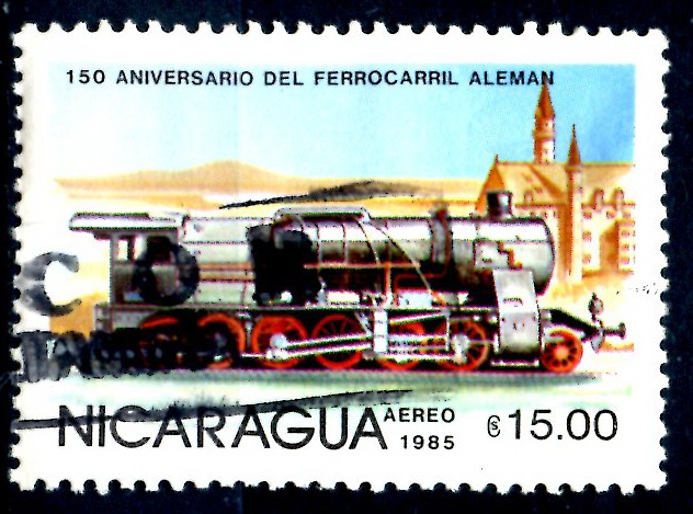NICARAGUA_SCOTT 1416 150º ANIV DEL FERROCARRIL ALEMAN. $0.40