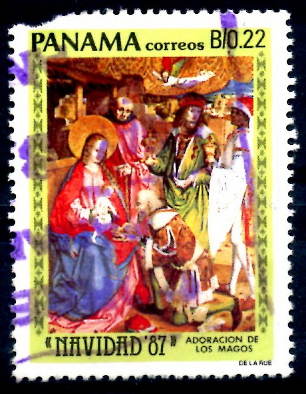 PANAMA_SCOTT 734.02 NAVIDAD 87, ADORACION DE LOS MAGOS, DE ALBRECHT NENTZ. $0,35