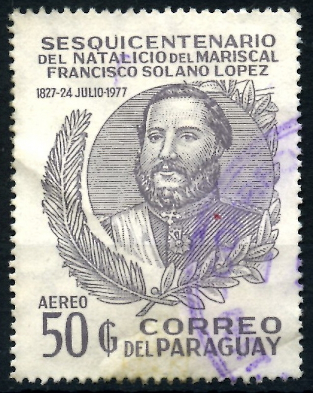 PARAGUAY_SCOTT 1753.02 150º ANIV NATALICIO MARISCAL FRANCISCO SOLANO LOPEZ. $0,40