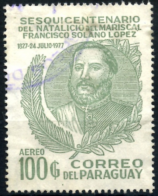 PARAGUAY_SCOTT 1754.03 150º ANIV NATALICIO MARISCAL FRANCISCO SOLANO LOPEZ. $0,75