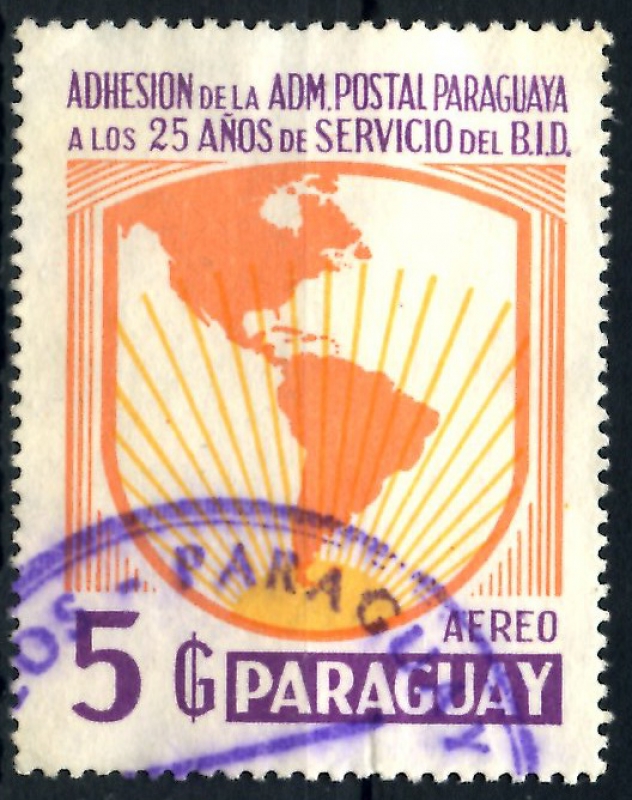 PARAGUAY_SCOTT C605 25º ANIV BANCO INTERAMERICANO. $0,20