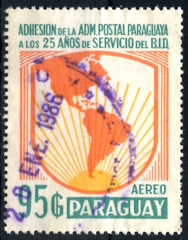 PARAGUAY_SCOTT C609 25º ANIV BANCO INTERAMERICANO. $0,20