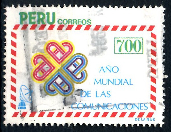 PERU_SCOTT 806.02 AÑO INTERNACIONAL DE LAS COMUNICACIONES. $1,75
