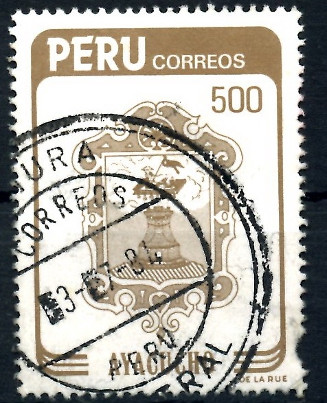 PERU_SCOTT 816.02 ESCUDO CIUDAD DE AYACUCHO. $1,40