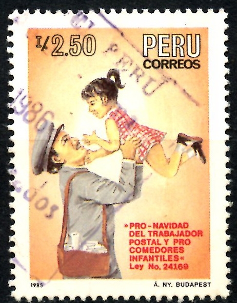 PERU_SCOTT 864A.01 PRO NAVIDAD CARTERO, Y COMEDORES INFANTILES. $0,5