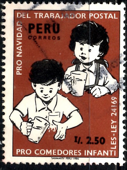 PERU_SCOTT 900.021 PRO NAVIDAD CARTERO Y COMEDORES INFANTILES. $0,50