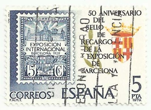 (286) 50 ANIVERSARIO PRIMER SELLO RECARGO EXPO BARCELONA. EDIFIL 2549