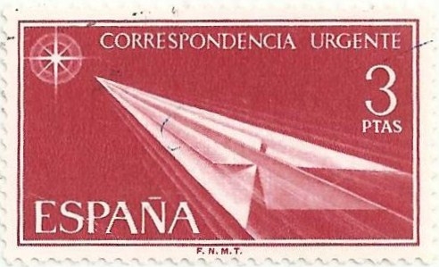 ALEGORIA DEL CORREO URGENTE, TIPO DE 1956. FLECHA DE PAPEL, VALOR FACIAL 3 Pts. EDIFIL 1671
