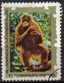 GUINEA ECUATORIAL 1976 Sellos Animales Chimpance 2º Centenario Independencia de Estados Unidos