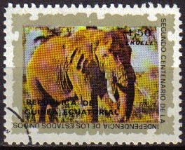 GUINEA ECUATORIAL 1976 Sellos Animales Elefante 2º Centenario Independencia de Estados Unidos