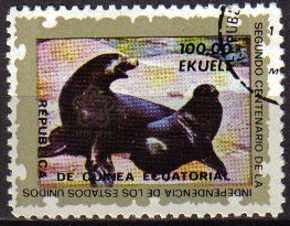 GUINEA ECUATORIAL 1976 Sellos Animales Focas 2º Centenario Independencia de Estados Unidos