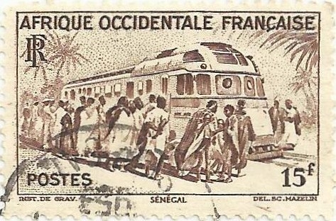 ÁFRICA OCCIDENTAL FRANCESA. TREN LLEGANDO A ESTACIÓN DE DAKAR. YVERT FR-WA 40