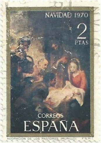 (309) NAVIDAD 1970. LA ADORACIÓN DE LOS PASTORES, DE MURILLO. EDIFIL 2003