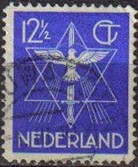 HOLANDA Netherlands 1938 Scott 200 Sello Estrella, Paloma y Espada Usado