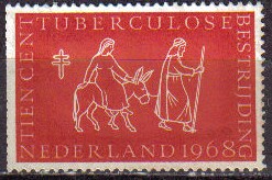 HOLANDA Netherlands 1968 Sello Navidad PRO TUBERCULOSIS