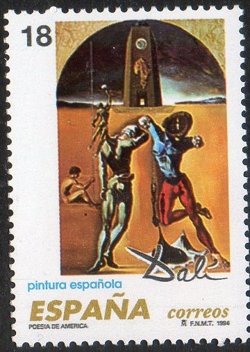 3289- Pintura española.Obras de Salvador Dalí. Paesia de América o de los Atletas Cósmicos.