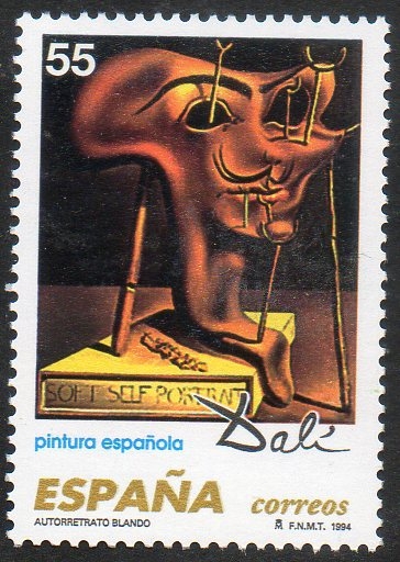 3294 - Pintura española.Obras de Salvador Dalí. Auto retrato blando con un bacón frito.