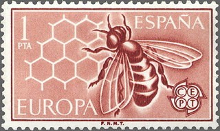 ESPAÑA 1962 1448 Sello Nuevo Europa CEPT Abeja en Panal de Miel Yv1282