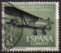 ESPAÑA 1961 1403 Sello Aniversario de la Aviación Española Avión Jesús del Gran Poder Usado