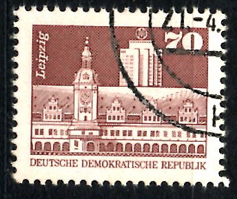 ALEMANIA DDR_SCOTT 2081 PUEBLO ANTIGUO Y OFICINAS, LEIPZIG. $0,5