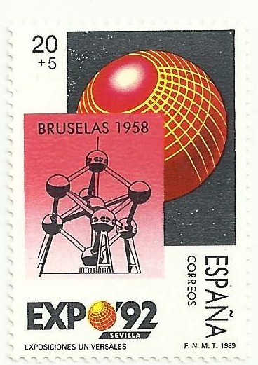 EXPO SEVILLA´92. EXPOSICIONES UNIVERSALES. ATOMIUM, BRUSELAS 1958. EDIFIL 2992