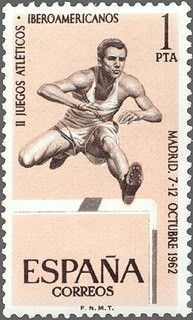 ESPAÑA 1962 1452 Sello Nuevo Juegos Atleticos Iberoamericanos Carrera , Vallas